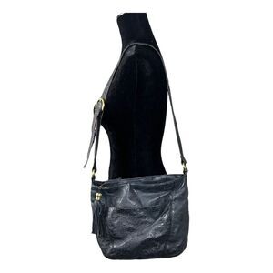 St. John's Bay Vintage Etched Leather Black Crossbody Purse
